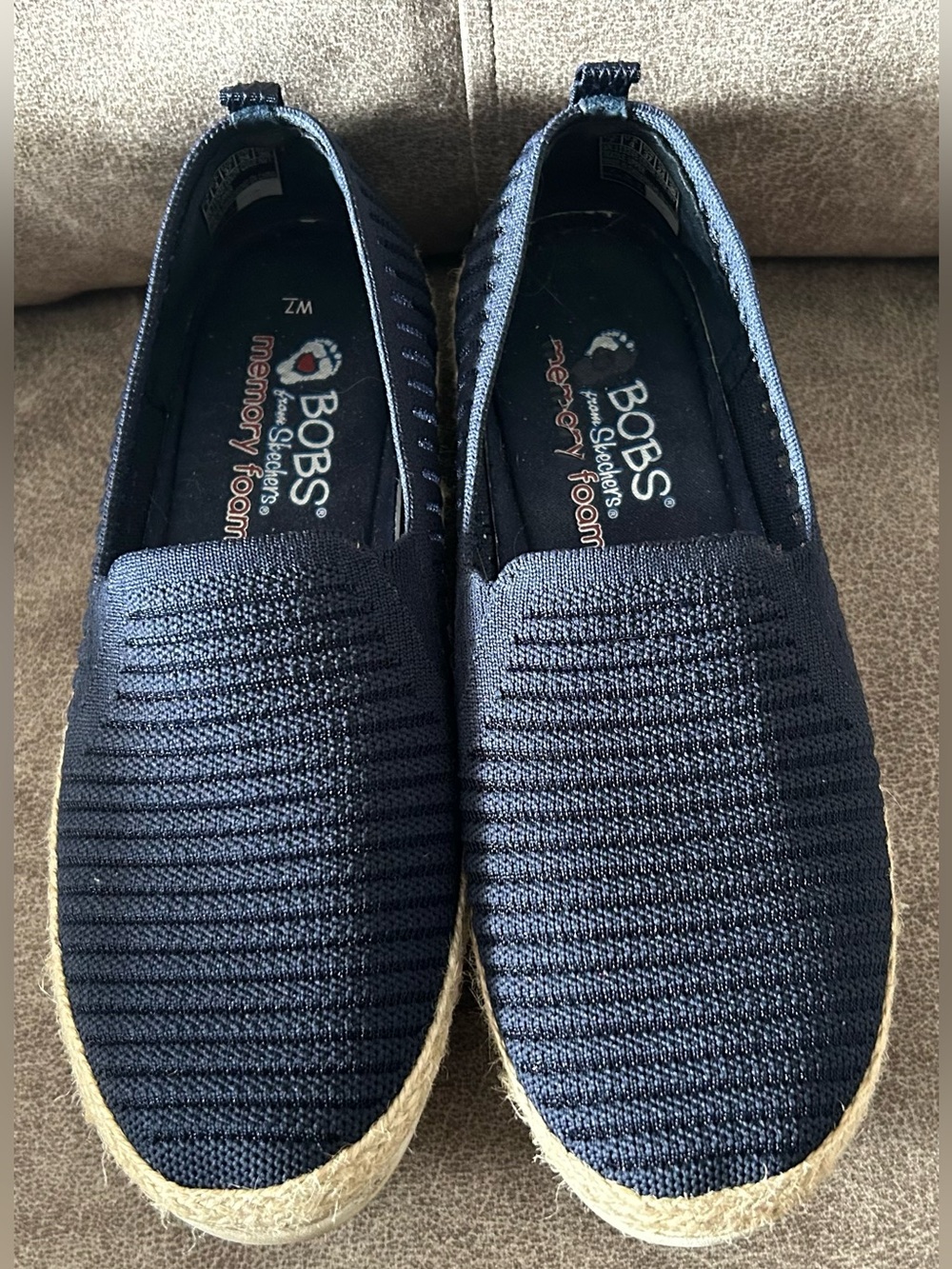 Bobs by Sketchers Navy Loafers Espadrilles Slip on Flats sz 7.5